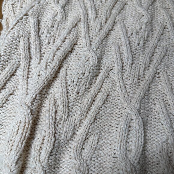 NWT Free People Cable Knit Sweater in Tea Cream Beige – Women’s Large - Picture 3 of 7
